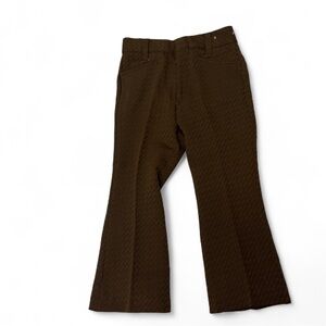 Vintage Kids 70s Monark Brown Textured Flare Pants Size 3 W22 Retro Disco